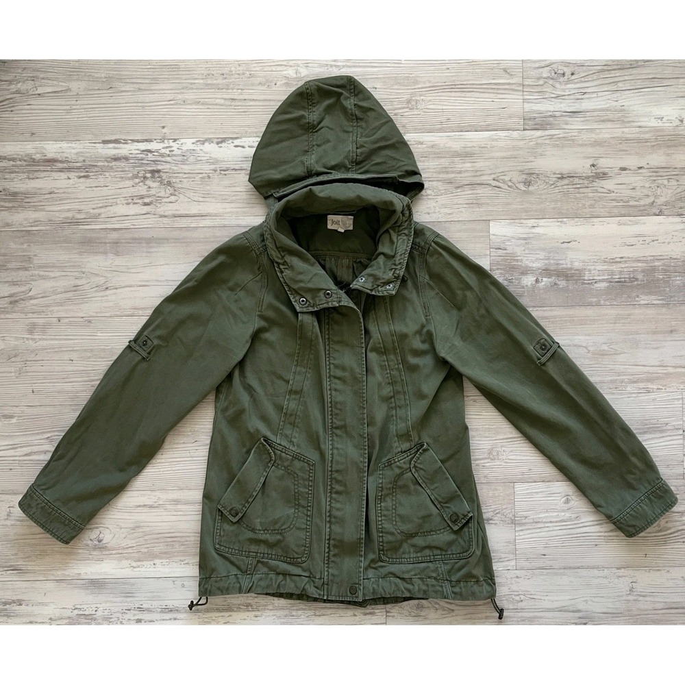 Jolt Military Style Utility Anorak 100% Cotton Hooded Flap Pockets Jacket Wom. M